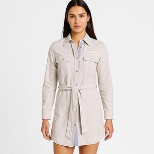 CAVI Shirt Dress Womens Long Sleeve Button Down Belt Preppy SZ S NWOT